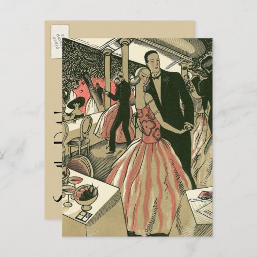 kunst deco bruilding, Pas getrouwd eerste dansdag Briefkaart (Voorkant / Achterkant)