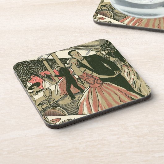 kunst deco bruilding, Pas getrouwd eerste dansdag Drankjes Onderzetter (Linkerzijde)