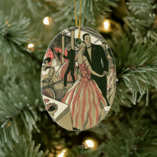  kunst deco bruilding, Pas getrouwd eerste dansdag Keramisch Ornament