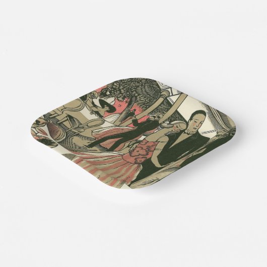  kunst deco bruilding, Pas getrouwd eerste dansdag Papieren Bordje (Gebogen)