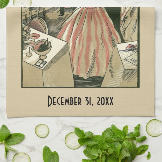 kunst deco bruilding, Pas getrouwd eerste dansdag Theedoek (Gevouwen)