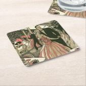 kunst deco bruilding, Pas getrouwd eerste dansdag Vierkante Kartonnen Onderzetter (Schuin)