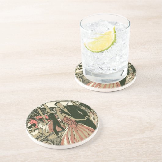 kunst deco bruilding, Pas getrouwd eerste dansdag Zandsteen Onderzetter (Zijkant)