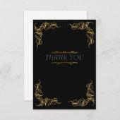Kunst deco bruut zwart goud bedankkaart (Voorkant / Achterkant)