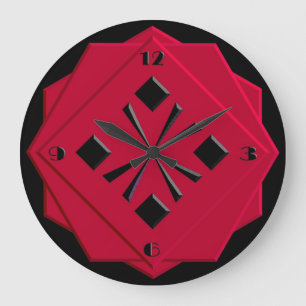 Kunst Deco Chinees rood geometrisch patroon Grote Klok