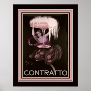Kunst Deco Contratto Champagne Ad Poster 1930