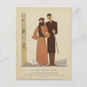 Kunst Deco Couple van 1920 ~ De zintuiglijke reis Briefkaart