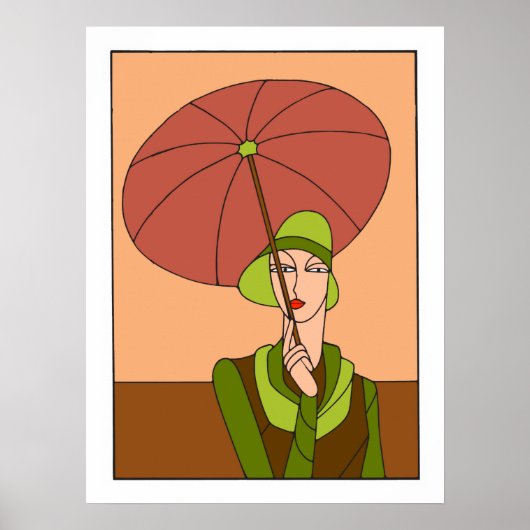 Kunst deco dames mode, rode versie 1920 jaren '30 poster (Voorkant)