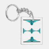 Kunst deco-elementen in blauwgroen groene sleutelr sleutelhanger (Voorkant Links)