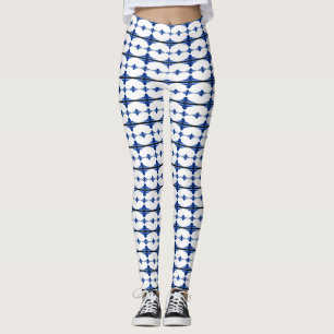 Kunst deco-elementen in diep blauw leggings