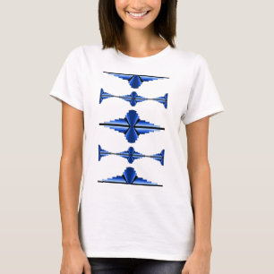 Kunst deco-elementen in diep blauw T-shirt