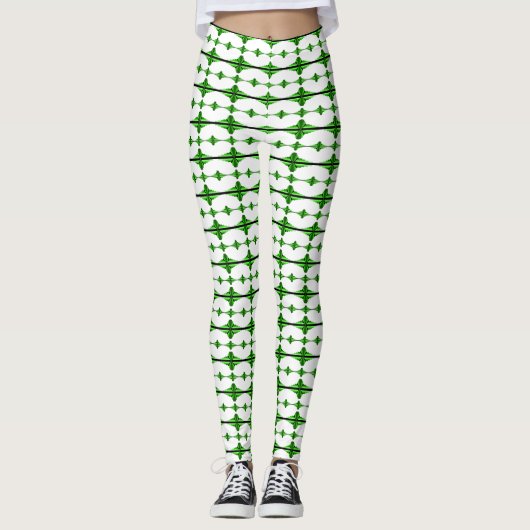 Kunst deco-elementen in diep groen leggings (Voorkant)