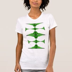 Kunst deco-elementen in diep groen t-shirt