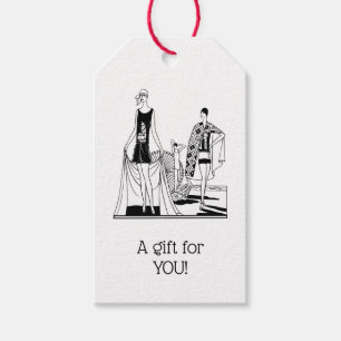  Kunst Deco Fashionable Dames in het strand Cadeaulabel