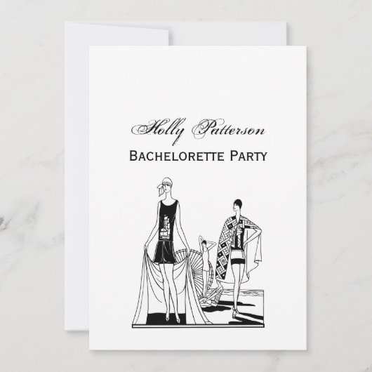  Kunst Deco Fashionable Dames in het strand Kaart (Voorkant)