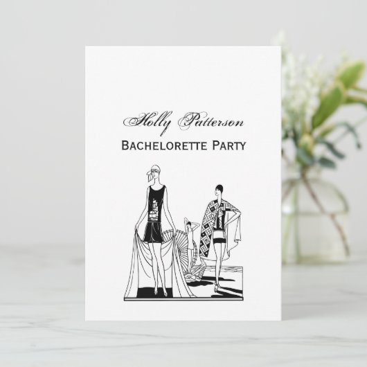  Kunst Deco Fashionable Dames in het strand Kaart (Staand voorkant)