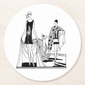 Kunst Deco Fashionable Dames in het strand Ronde Kartonnen Onderzetter (Voorkant)