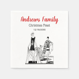 Kunst Deco Fashionable Dames in het strand Servetten