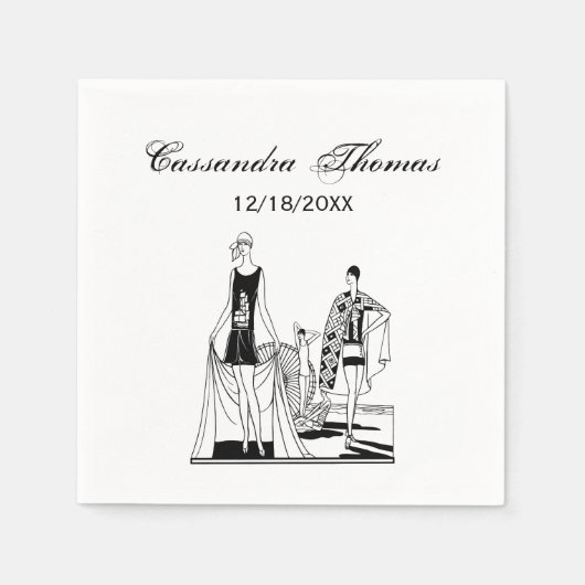 Kunst Deco Fashionable Dames in het strand Servetten (Voorkant)