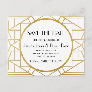 Kunst Deco Gatsby van 1920s sparen de Datum Uitnod Save The Date