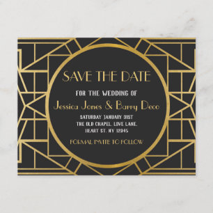 Kunst Deco Gatsby van 1920s sparen de Datum Uitnod Save The Date