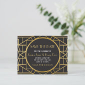 Kunst Deco Gatsby van 1920s sparen de Datum Uitnod Save The Date (Staand voorkant)