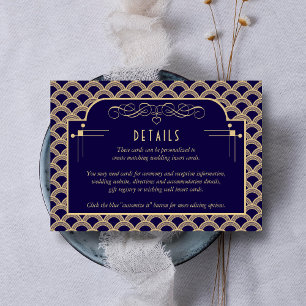 Kunst Deco Gatsby Wedding Detail van de van 1920 Informatiekaartje