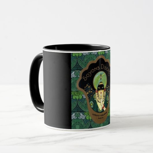 Kunst deco gemaskerde vrouw mok (Voorkant links)