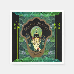 Kunst deco gemaskerde vrouw  servet