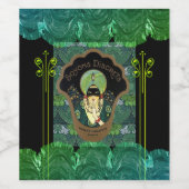 Kunst deco gemaskerde vrouw  wijn etiket (Enkel label)