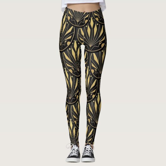 kunst deco golden patroon leggings (Voorkant)