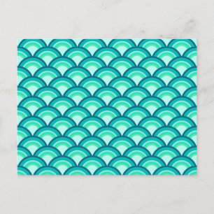 Kunst Deco-golfpatroon - schaduwen van turquoise Briefkaart