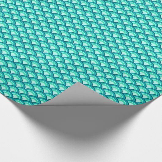 Kunst Deco-golfpatroon - schaduwen van turquoise Cadeaupapier (Hoek)