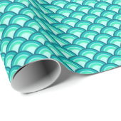Kunst Deco-golfpatroon - schaduwen van turquoise Cadeaupapier (Rol Hoek)