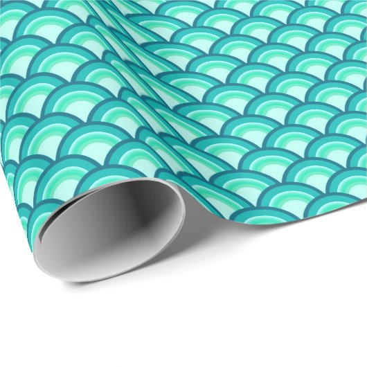 Kunst Deco-golfpatroon - schaduwen van turquoise Cadeaupapier (Rol Hoek)