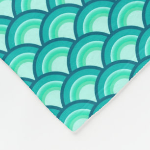 Kunst Deco-golfpatroon - schaduwen van turquoise Fleece Deken