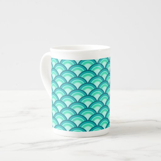 Kunst Deco-golfpatroon - schaduwen van turquoise Porselein Kop (Voorkant links)