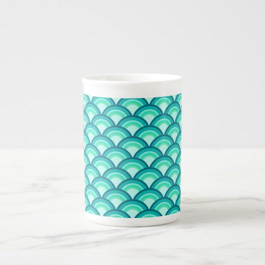 Kunst Deco-golfpatroon - schaduwen van turquoise Porselein Kop (Voorkant)
