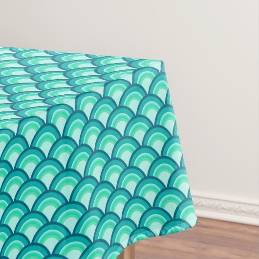 Kunst Deco-golfpatroon - schaduwen van turquoise Tafelkleed (Voorbeeld)