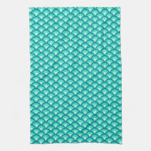 Kunst Deco-golfpatroon - schaduwen van turquoise Theedoek (Verticaal)