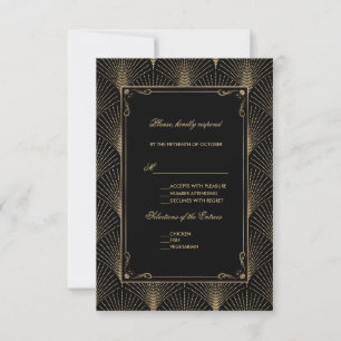kunst Deco Great Gatsby Wedding RSVP Kaartje
