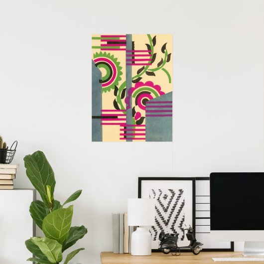  kunst deco Jazz Pochoir Geometric Pattern Poster (Thuiskantoor)