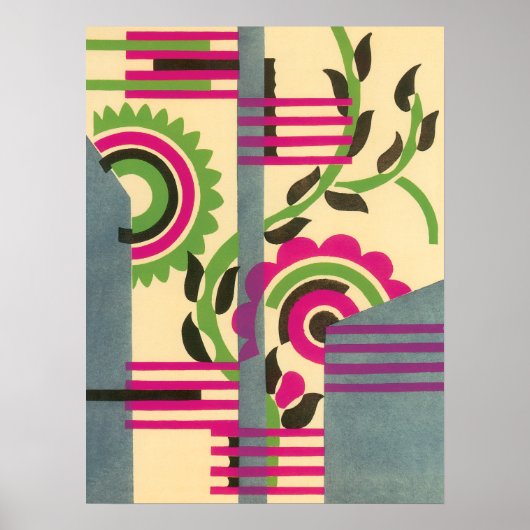 kunst deco Jazz Pochoir Geometric Pattern Poster (Voorkant)