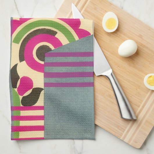 kunst deco Jazz Pochoir Geometric Pattern Theedoek (Quarter Fold)