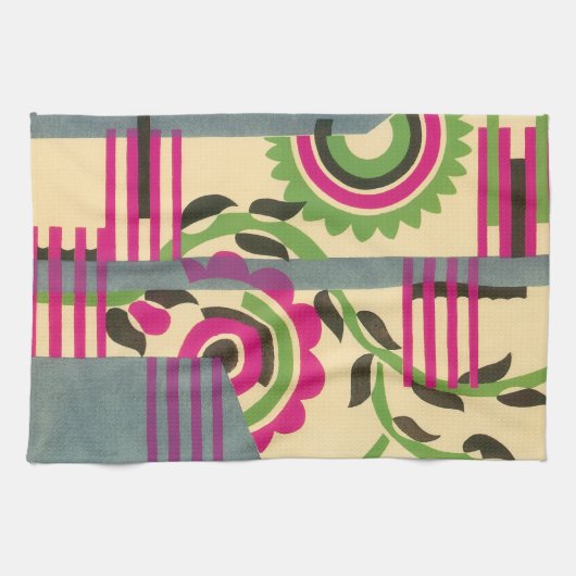 kunst deco Jazz Pochoir Geometric Pattern Theedoek (Horizontaal)