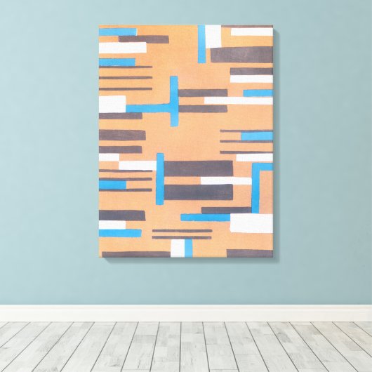 Kunst Deco Jazz Pochoir, Geometrisch Patroon Canvas Afdruk (Insitu (Houten vloer))