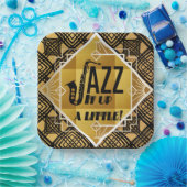Kunst deco jazz saxophone zwarte goudmuziek papieren bordje (Feest)