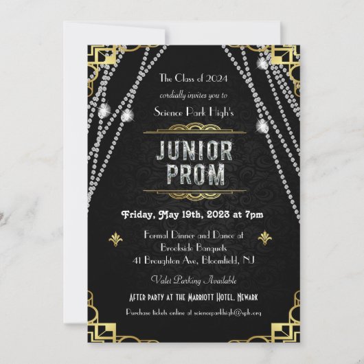Kunst Deco Junior Prom Uitnodiging uit 1920 (Voorkant)