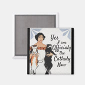 Kunst deco kattenvrouw grappig magneet (Voorkant / Achterkant)