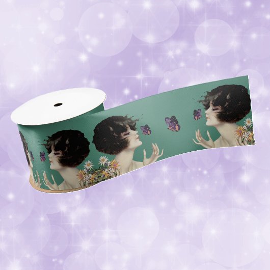  Kunst Deco Lady Butterfly  bloemen Lint